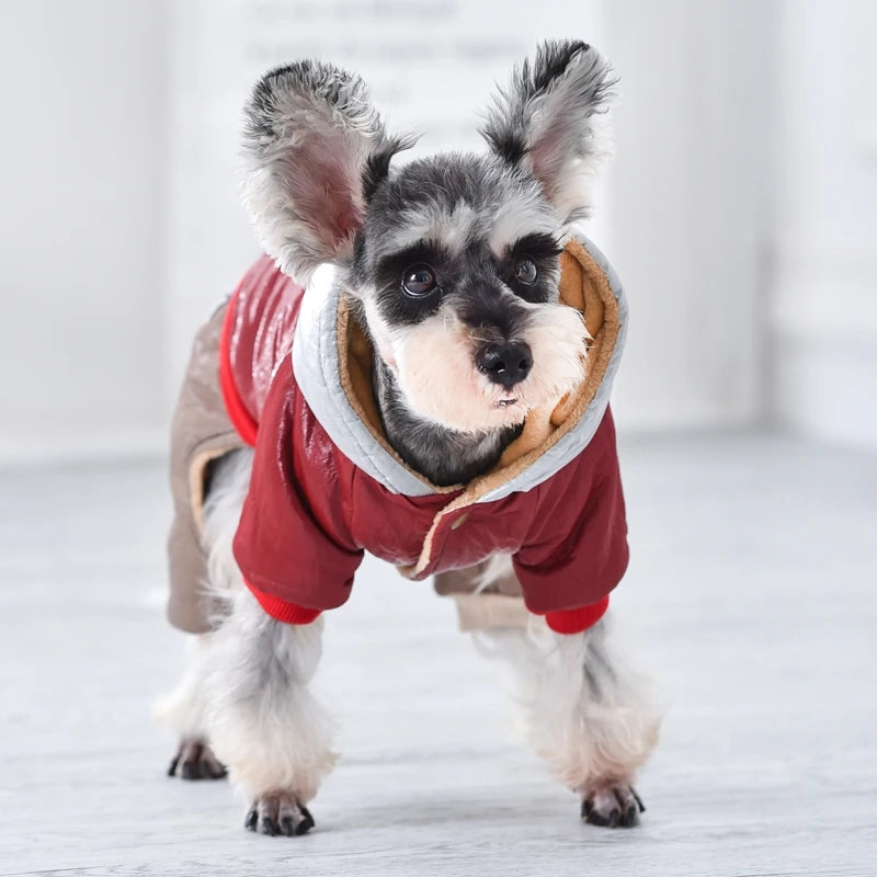 Bright Leather Luxury Overalls For Dogs Winter Senior Parkas Down Pet Snow Hoodie Costumes Small Medium Animal Bichon Clothing
