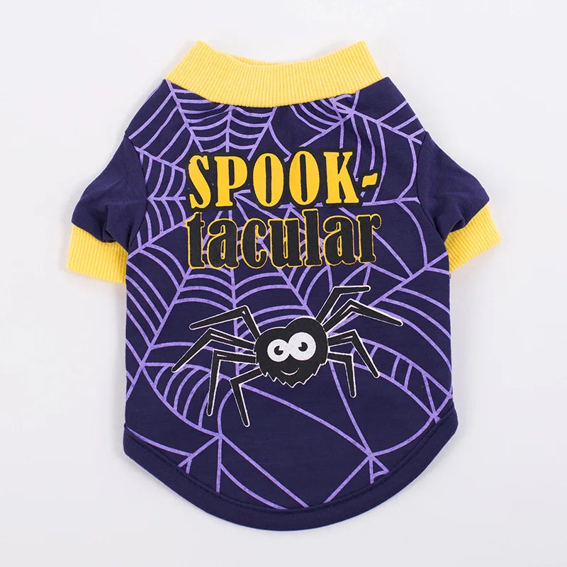 New Halloween Pet Clothes For Small Dogs Funny Dog Vest Cat Clothing Pet Hoodies Party Grimace Pumpkin Costume Puppy Up Outfit