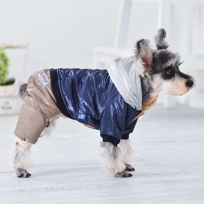 Bright Leather Luxury Overalls For Dogs Winter Senior Parkas Down Pet Snow Hoodie Costumes Small Medium Animal Bichon Clothing