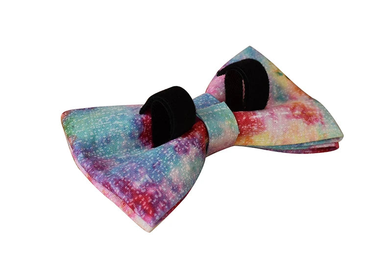Pet Dog Cat Rainbow printing Collar Leash Set With Bling Bow Pet Puppy Neck Strap For French Bulldog Dogs Powdery bottom 01