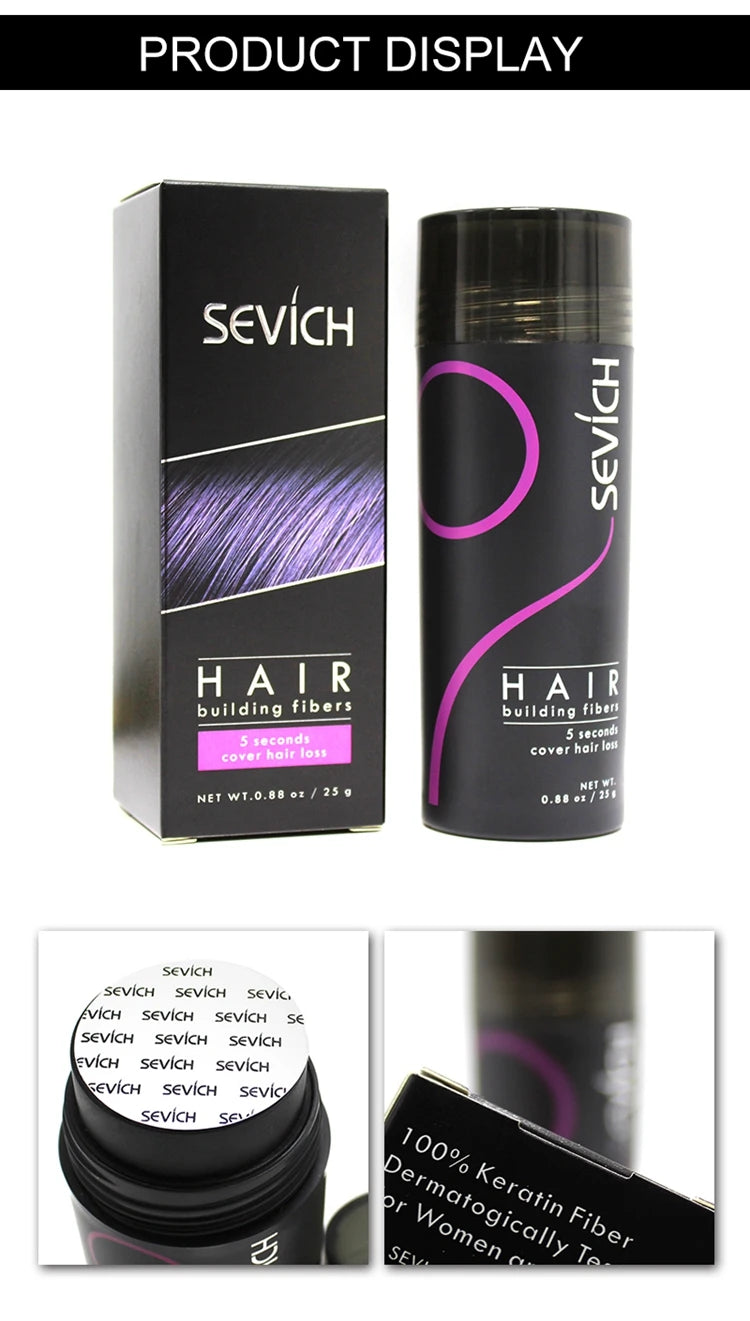 Sevich Hair fiber Spray 25g Keratin Hair Building Fibers Regrowth Powder Hair Root Cover Up Thickening Hair Loss Concealer Spray