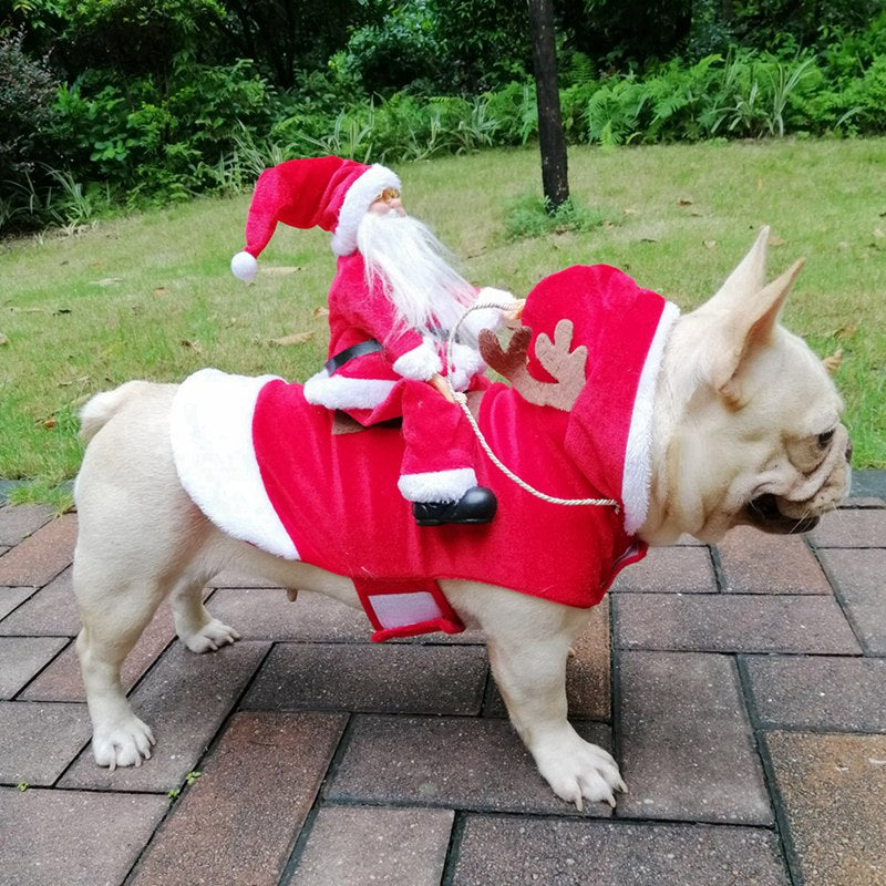Pet Christmas Clothes Santa Claus Dog Costume Puppy Coat Jacket Suit with Cap Clothing Cosplay For Small Medium Large Dogs Cats