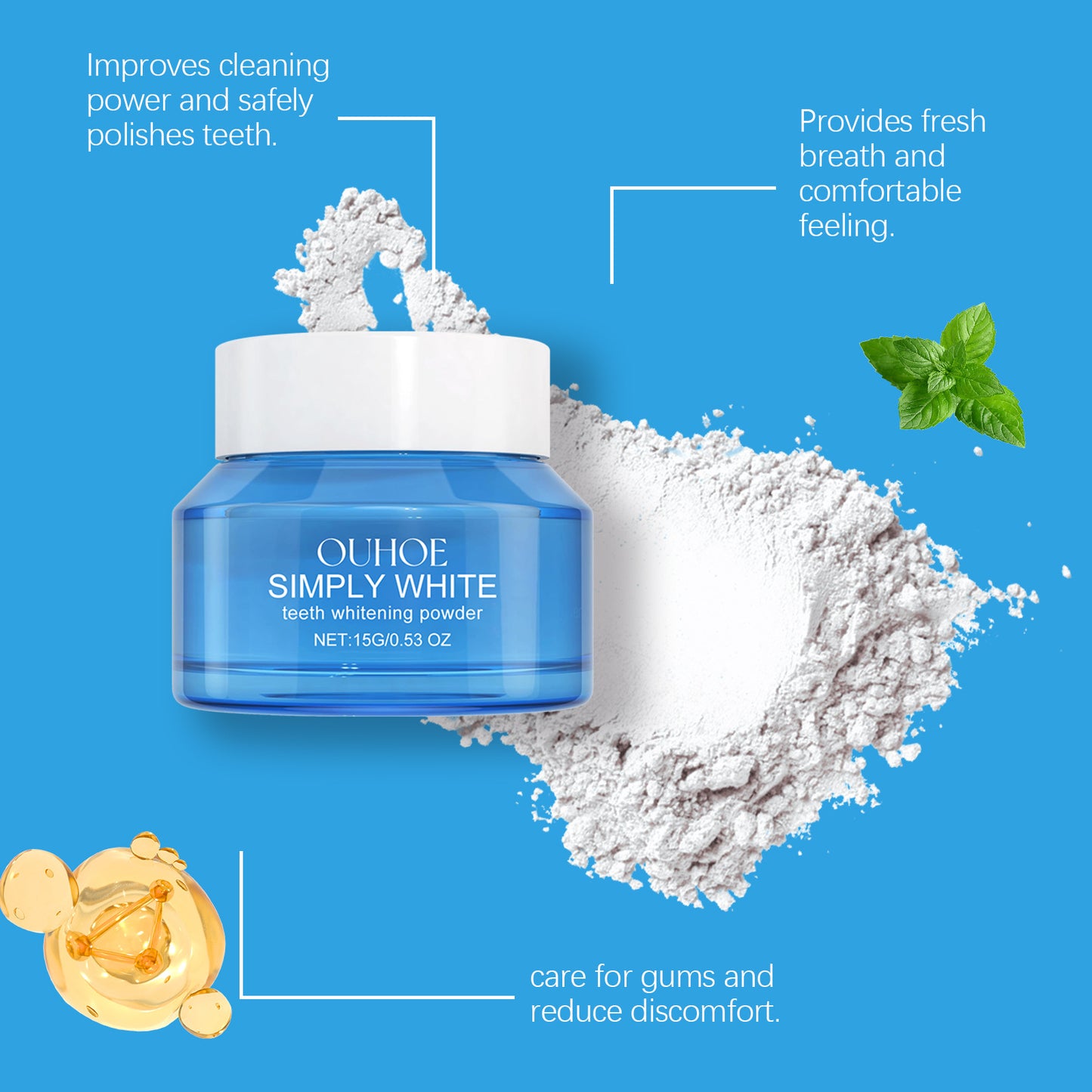 Teeth Whitening Powder Remove Yellow Plaque Stains Enamel Repair Dental Cleaning Toothpaste Fresh Breath Oral Hygiene Tooth Care