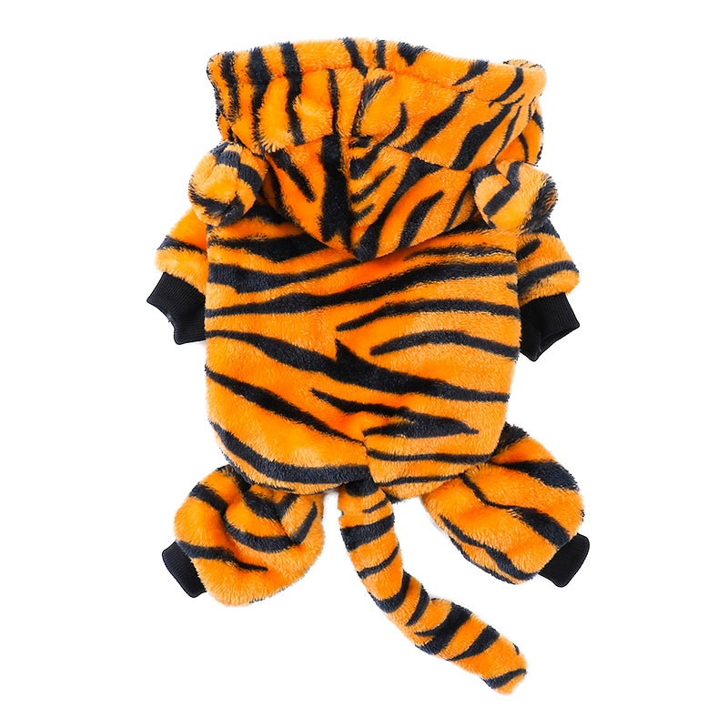 Cat Clothes Tiger Outfit Thermal Cotton-Padded Clothes Kitten Blue Cat British Shorthair Muppet Autumn and Winter Pet Dog Four-Legged Clothes