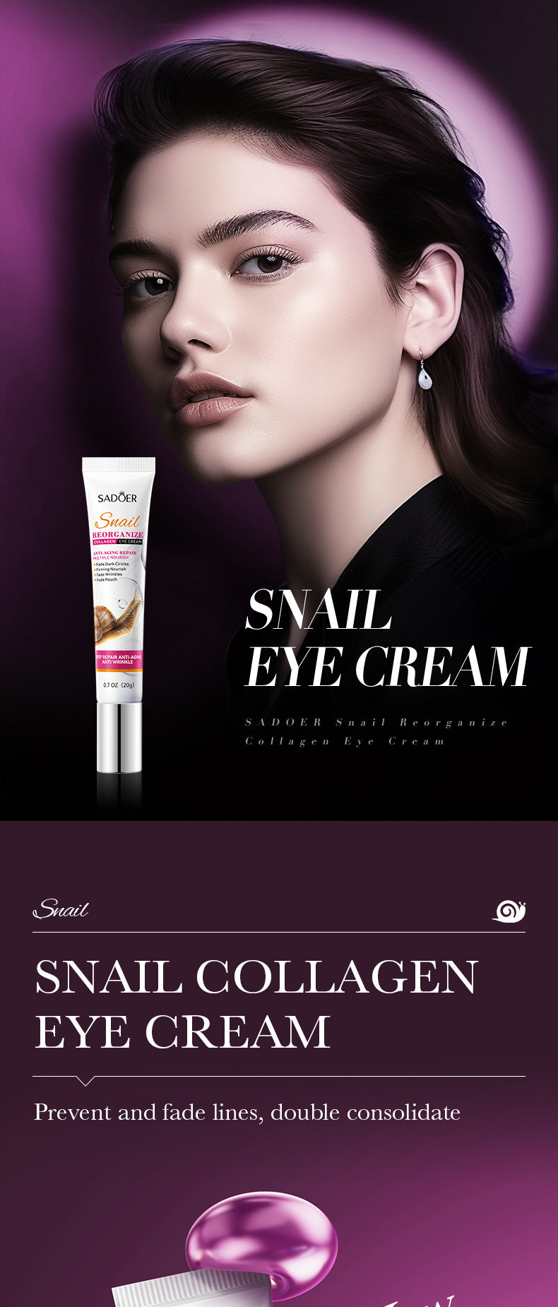 Remove Eyes Bags Eye CreamSnail Collagen Anti Dark Circles Anti-wrinkleMoisturizing Firming Beauty Eyes SkinCare Products