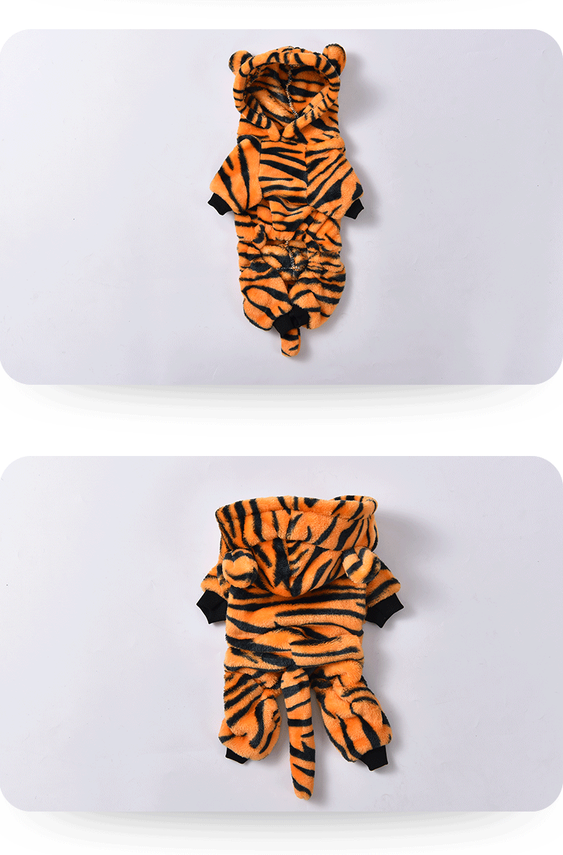 Cat Clothes Tiger Outfit Thermal Cotton-Padded Clothes Kitten Blue Cat British Shorthair Muppet Autumn and Winter Pet Dog Four-Legged Clothes