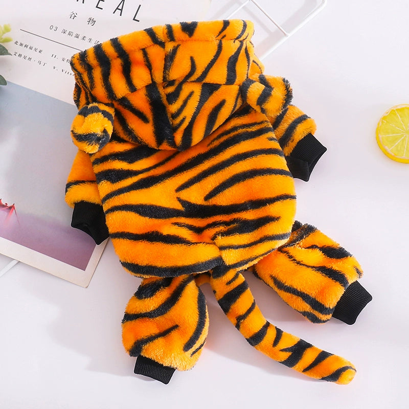Cat Clothes Tiger Outfit Thermal Cotton-Padded Clothes Kitten Blue Cat British Shorthair Muppet Autumn and Winter Pet Dog Four-Legged Clothes