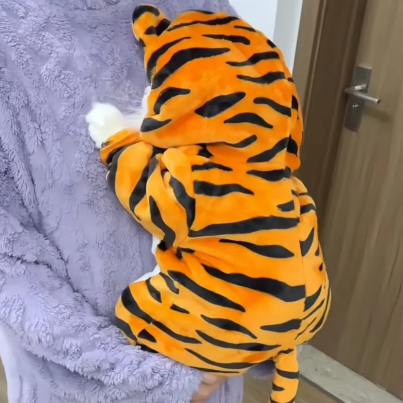 Cat Clothes Tiger Outfit Thermal Cotton-Padded Clothes Kitten Blue Cat British Shorthair Muppet Autumn and Winter Pet Dog Four-Legged Clothes