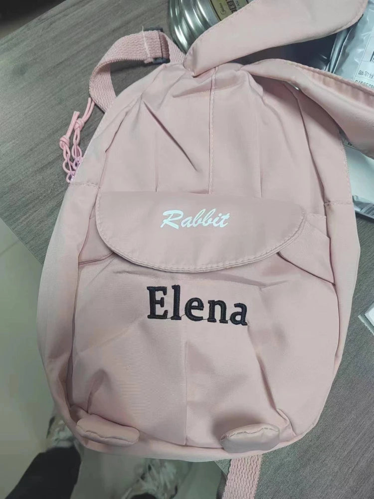 Personalized Custom name Embroidered Newborn letter Nursery Baby Rabbit Backpack School Children bag Gifts Bunny