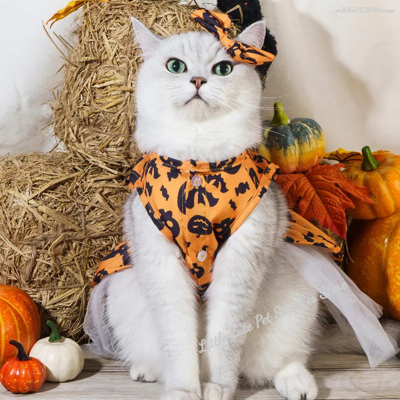 Halloween Pet Dog Dress For Small Medium Dogs Cosplay Costume Pet Dresses Fashion Bow Cat Princess Skirt Chiahuahua Dog Clothes