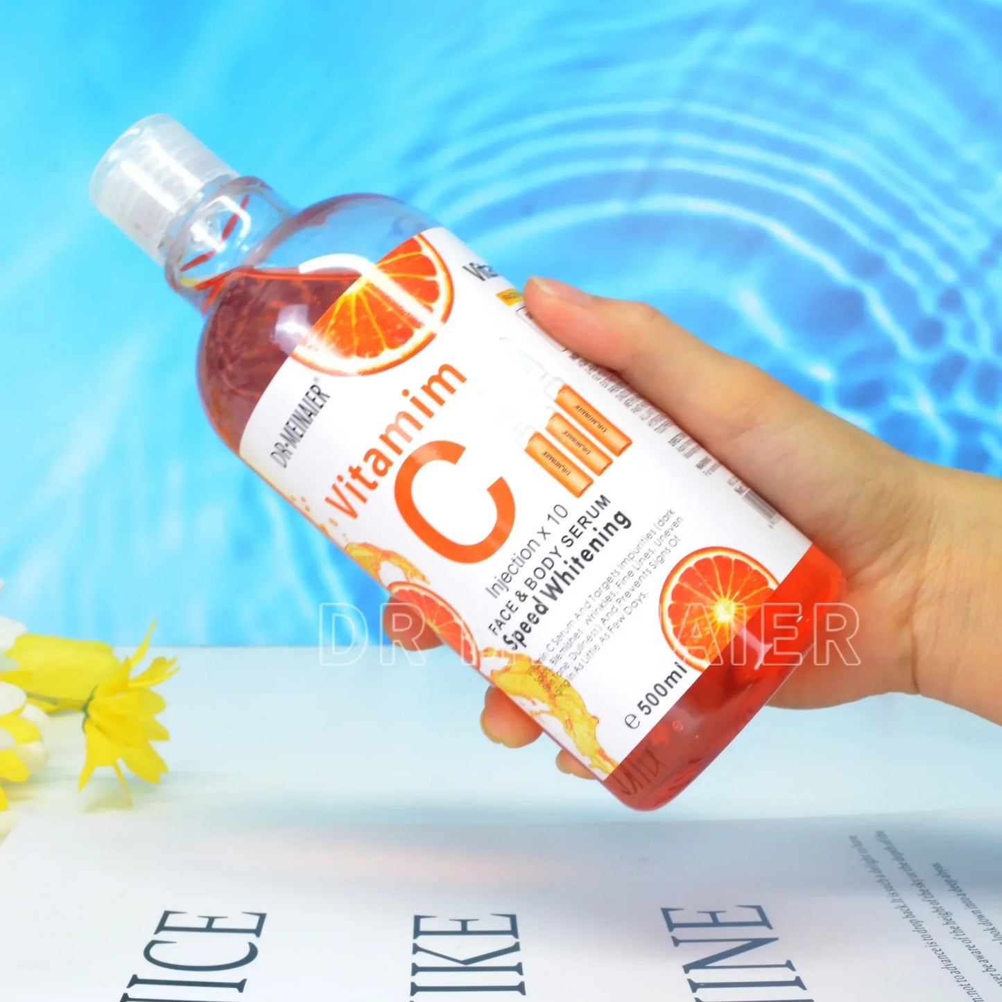 500ML Vitamin C AHA HYALURONIC& NICOTINAMIDE Face Serum Moisturizing Lightening Body Cream Honey&Almonds