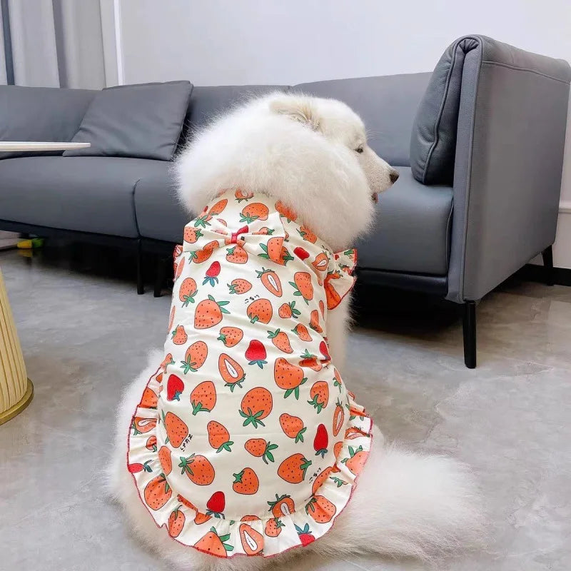 Summer Large Dog Cooling Clothes Cute Pet Dog Princess Dresses Medium Big Dogs Summer Vest Labrador Golden Retrievers Clothes