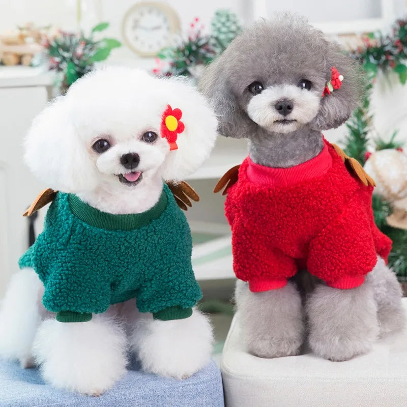Christmas Dog Halloween Costumes Clothes Hoodies Cold Weather Winter Coat Reindeer Design Sweater for Small Dogs Cats