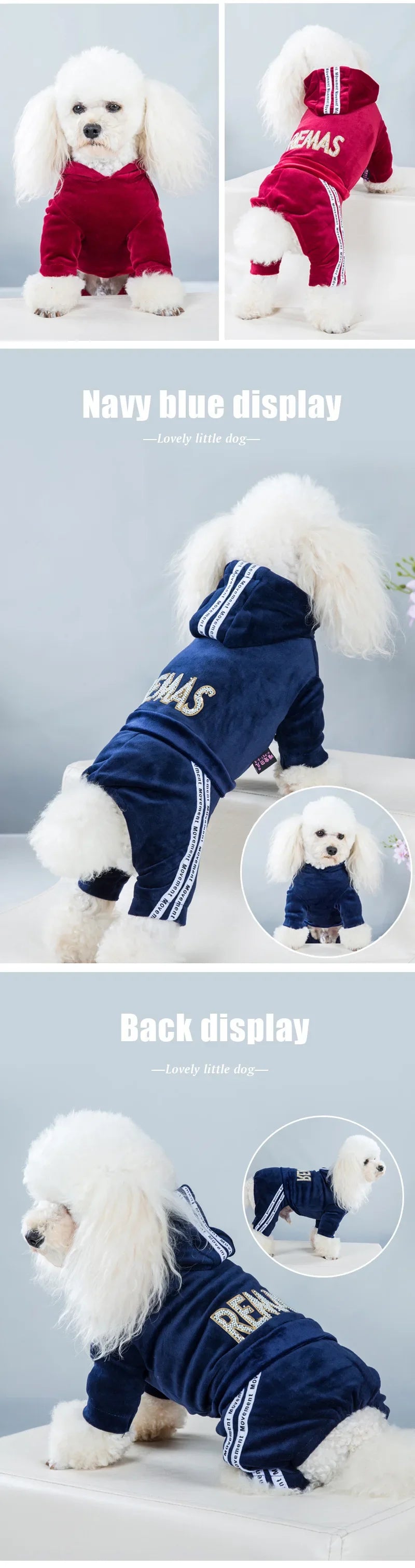 Luxury Velvet Dog Clothes,Dog Jumpsuit,Small Medium Dogs,Yorkie Puppy Costume,Hooded Coat,Tracksuit Overalls,Autumn,Winter