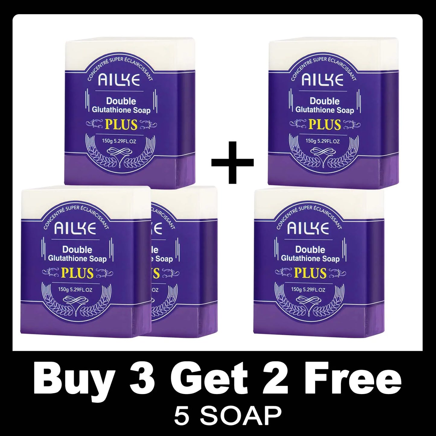 AILKE Glutathione PLUS Skin Care Set, Advanced Lightening Lotion, Moisturizes Softens Skin, Skin Bleaching Kit for Men, Women