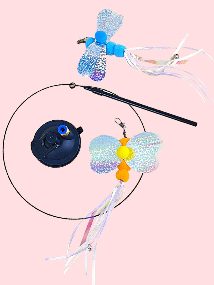 Powerful suction cup wire long rod plush cat stick cat toy self-exciting and relieving boredom and biting pet toy