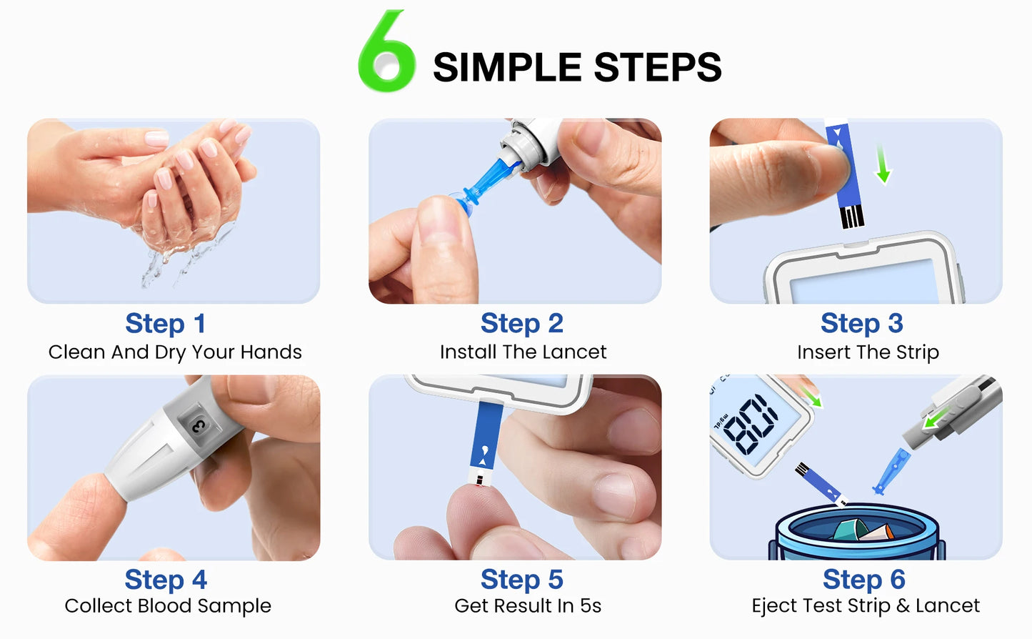 G-425-2 Linksun Blood Glucose Meter Glucometer Kit Medical Diabetes Testing Blood Sugar Tester Digital Glucosemeter Complete Kit