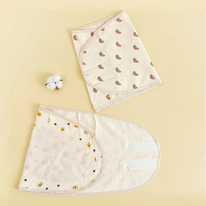Baby Swaddle Blanket 0-6 Months Strap Protect Belly Baby Sleeping Blanket Wrap for New Born Thin-style for Summer