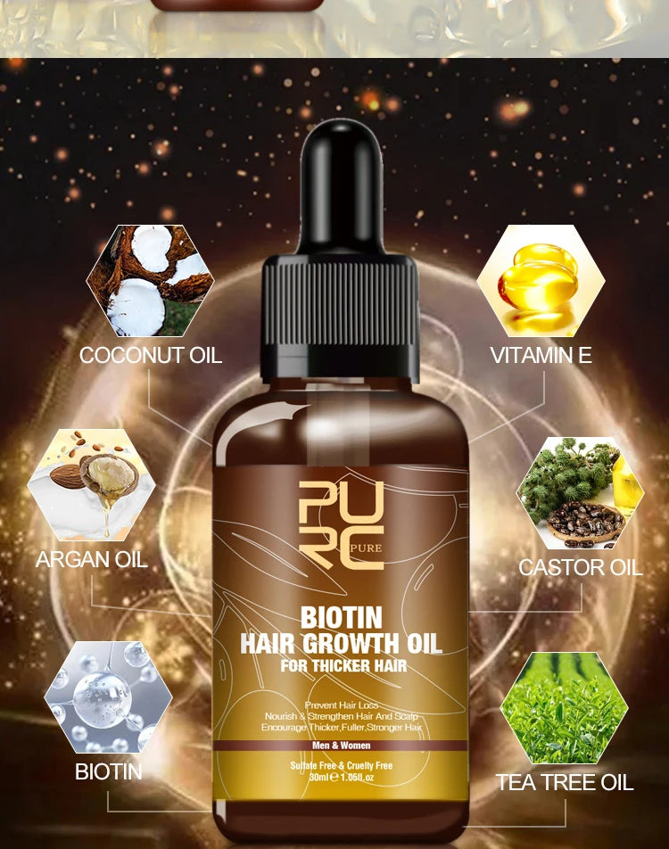 PURC Smoothing Hair Scalp Treatment Hair Shampoo Biotin Hair Oil and Conditioner Set for Men Women Hair Care