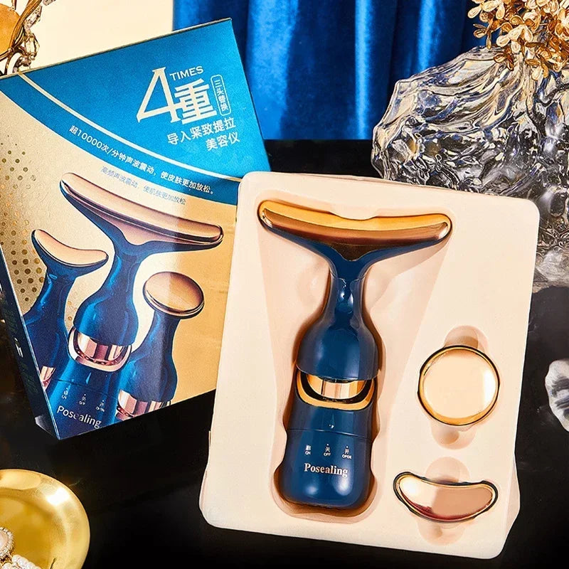 3 In 1 Face Massager Neck Facial Eye Massage Introducer Microcurrent Skin Rejuvenation Anti Aging Beauty Device Dropshipping