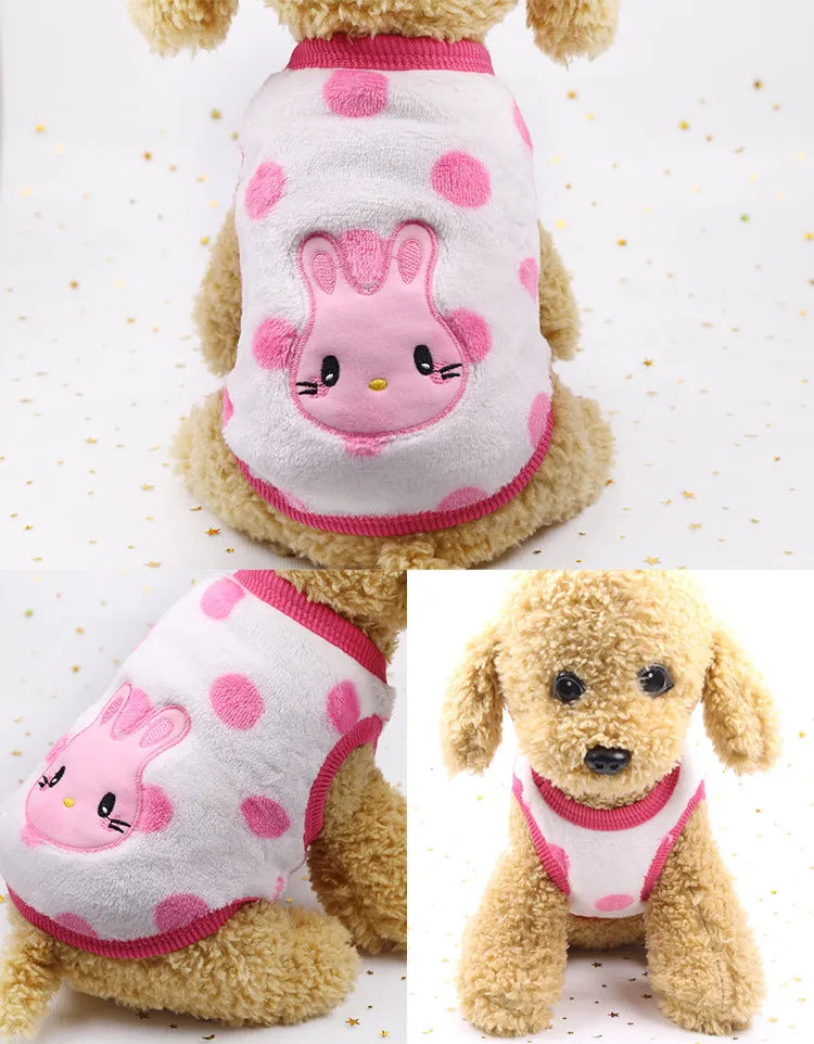 Cartoon Fleece Pet Cat Clothes Winter Warm Pet Dog Vest Puppy Cat Sweater Dog Clothes For Small Dogs Cats Coat Jacket Pet Outfit