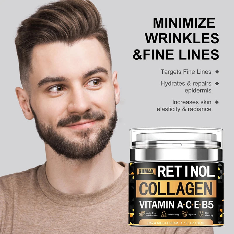 Retinol Collagen Face Cream Skincare Smooth Wrinkles Moisturizing Brightening Hydrating Firming Facial Face Men Women Cosmetics