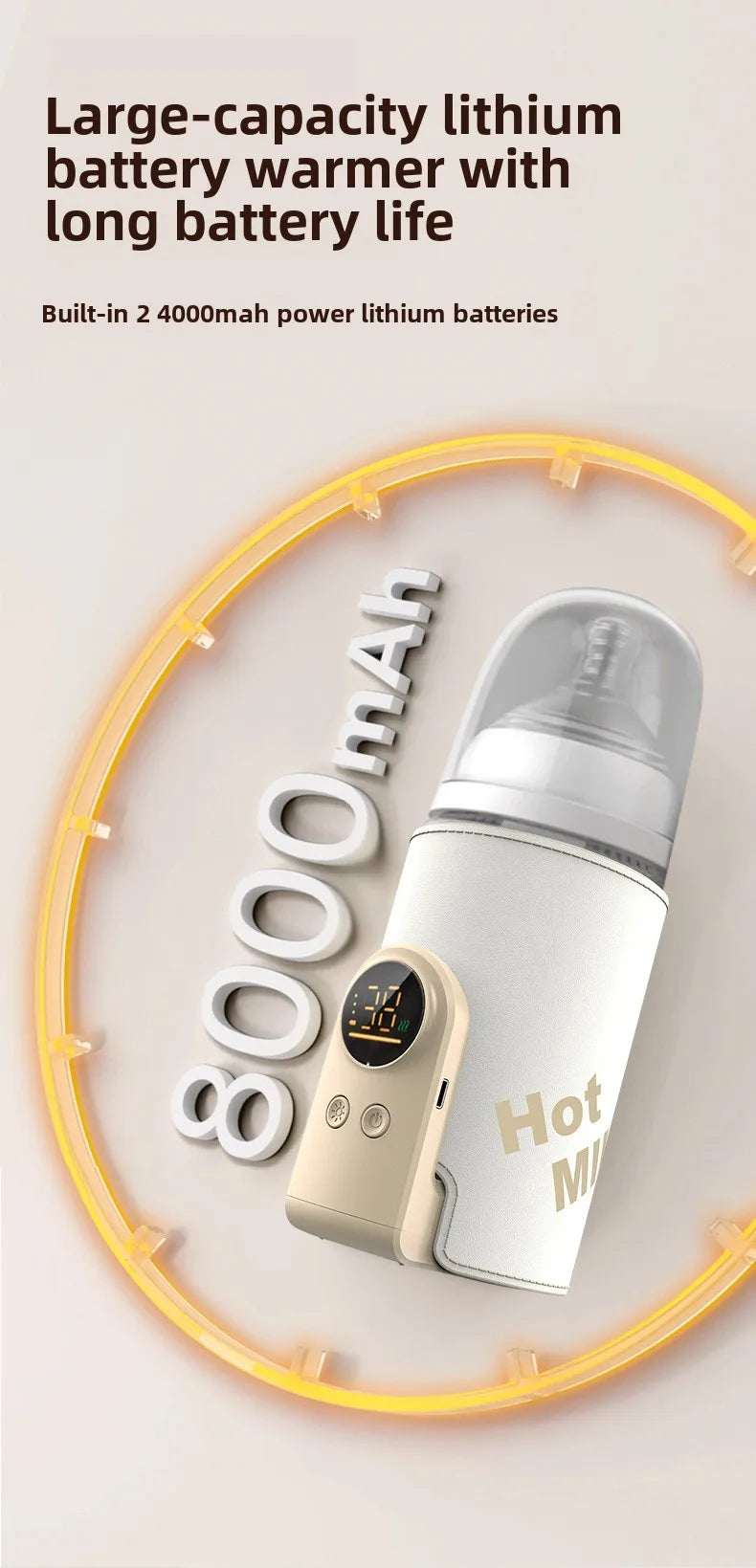 USB Multifunctional High-capacity Baby Feeding Bottle Smart Temperature Control Warmer Screen Newborn Baby Bottle Warmer Sleeve