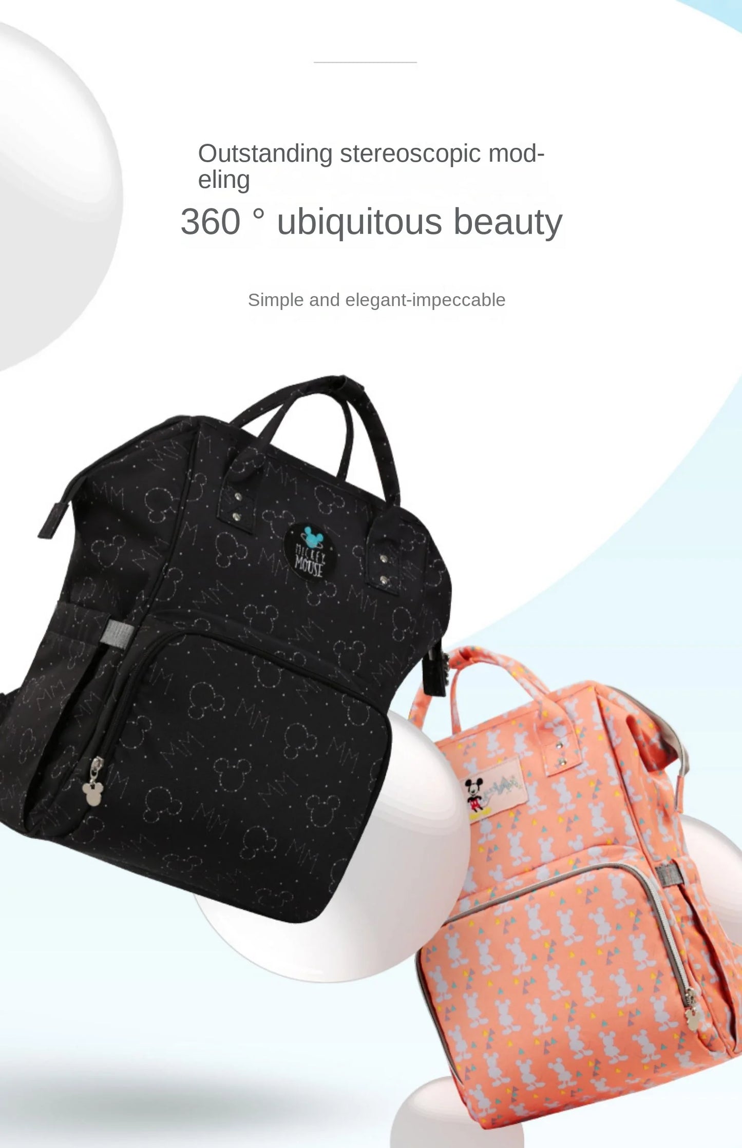 Disney Mickey Original New Diaper Bag Backpack Luxury Brand Baby Bag Large Capacity Multifunctional Cartoon Baby Diaper Bag