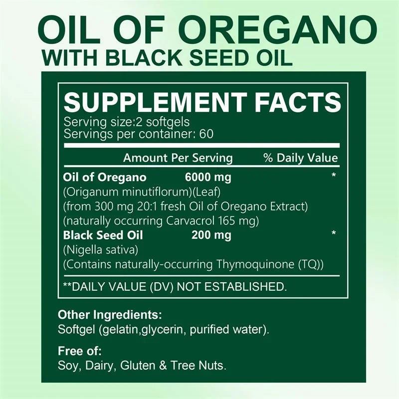 Oregano Oil Softgels - Balance Intestinal Flora, Promotes Digestion, Supports Gut, Digestive & Immune Health