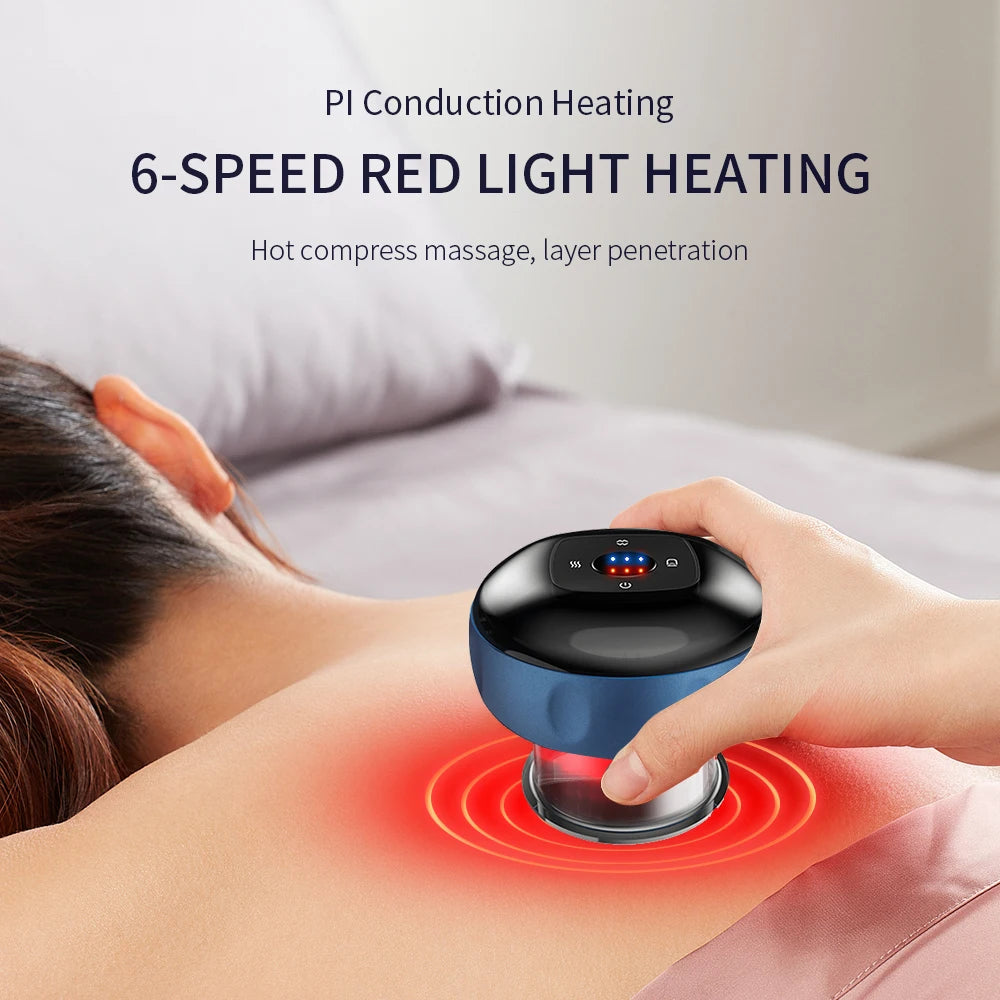 Body Scraping Massage Smart Electric Vacuum Cupping Heating Suction Cup Device Back Neck Arm Massger 6/12 Level Cupping