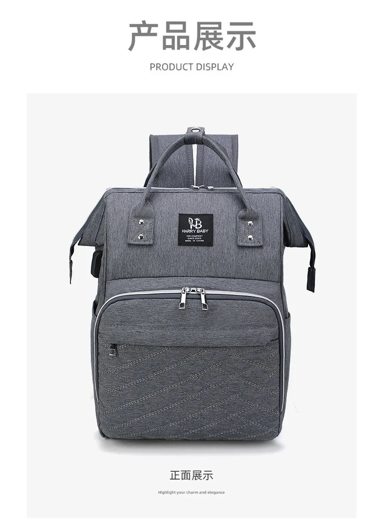 Multi-functional Mummy Shoulder Storage Bag Out Fashion Mother USB Port Bag Large Capacity Backpack Baby Stroller Hanging Bag
