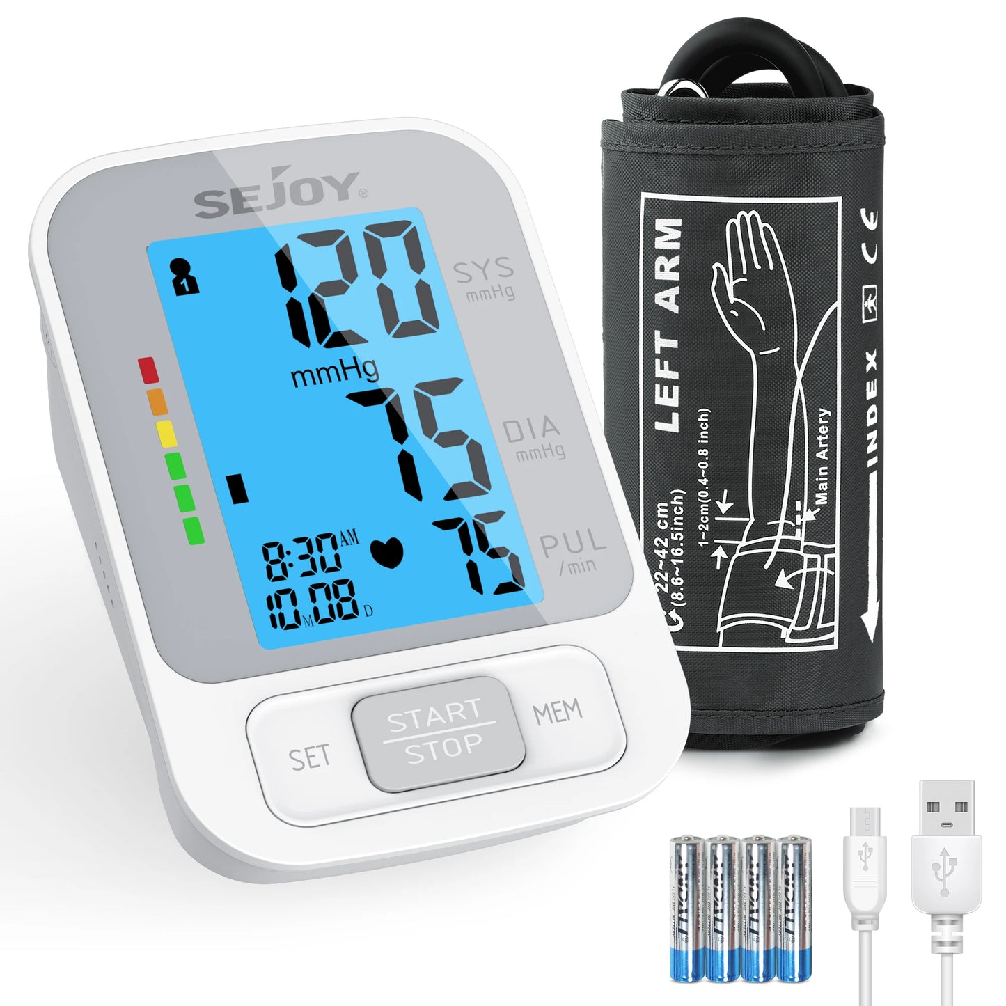 SEJOY Upper Arm Automatic Sphygmomanometer English Voice Backlight Blood Pressure Monitor High Accurate BP Monitors