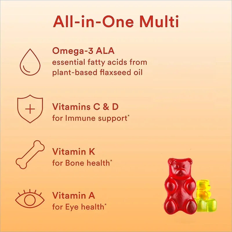 Kids Multivitamins Gummies - Support Children's Development, Provides Energy, Supports Brain, Eye & Overall Healthy Development