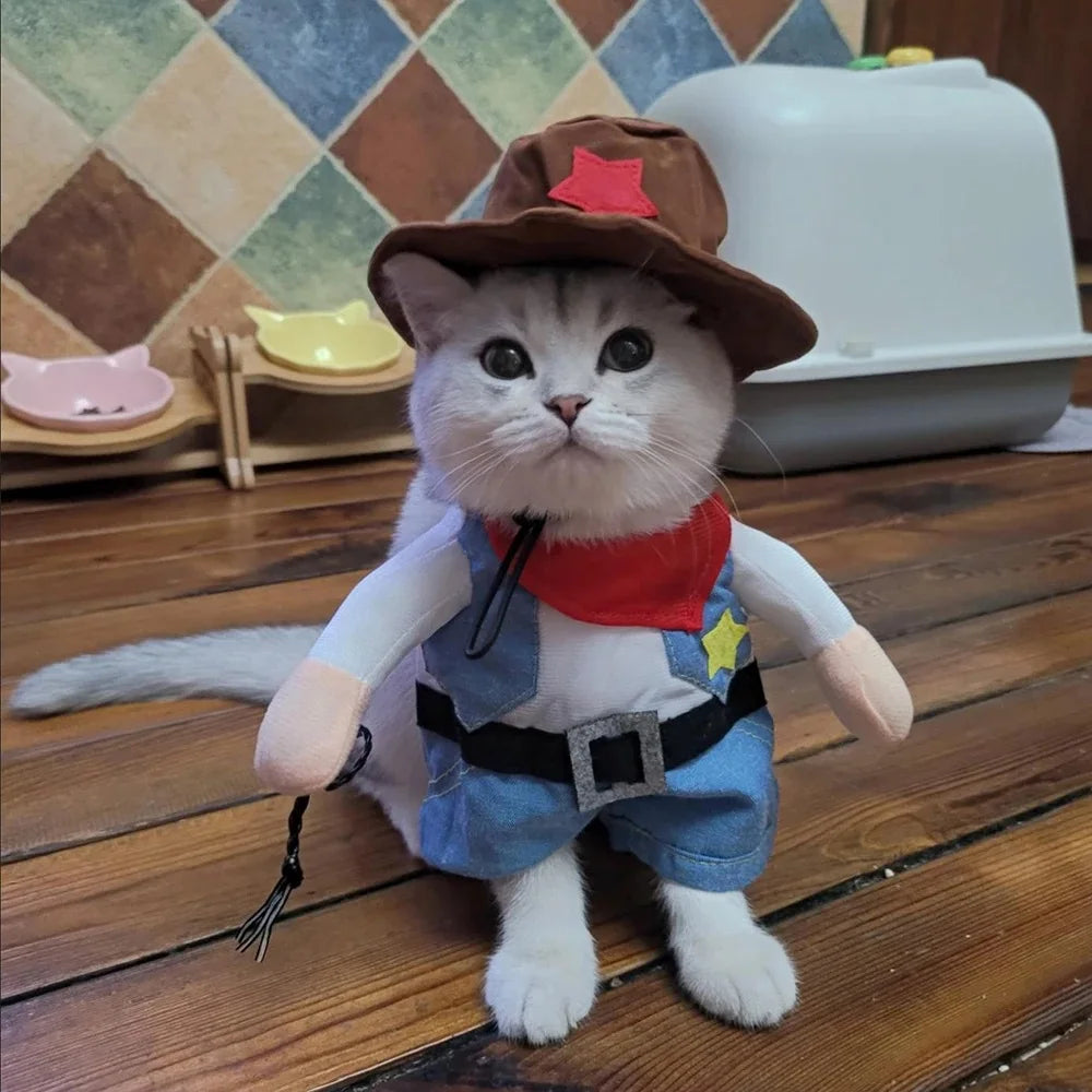 Cat Costume Clothes Funny Halloween Cosplay Cowboy Pet Outfits For Small Medium Dogs Cats Creative Novelty Kitten Party Clothing