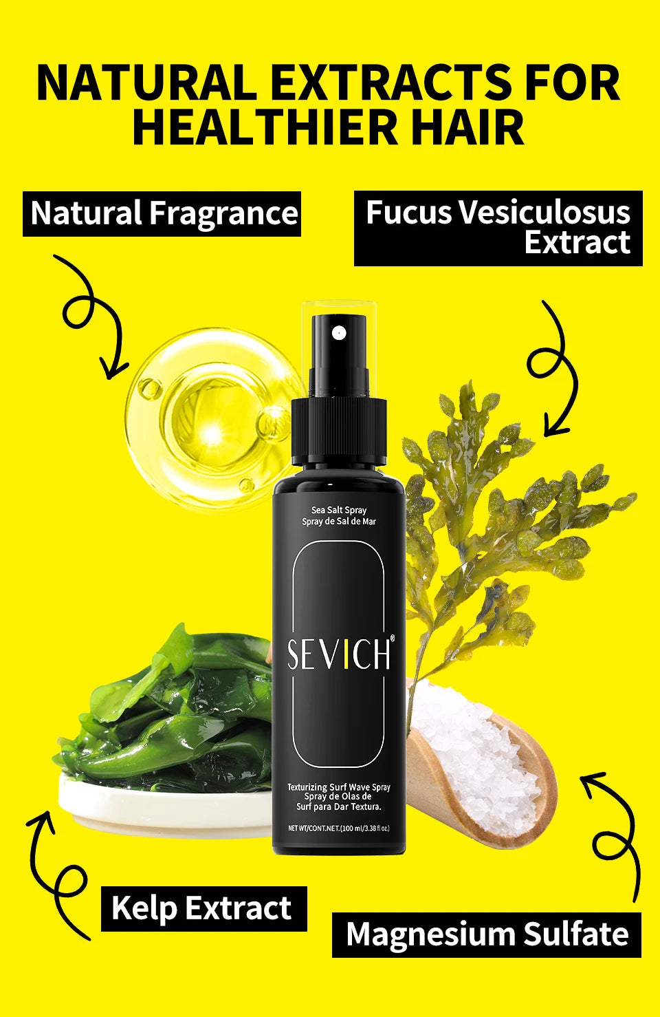 100ml Natural Sea Salt Spray For Hair Men Women Instant Texture Volume Hair Volume Powder Long-Lasting Hold Wave Hair Spray Set