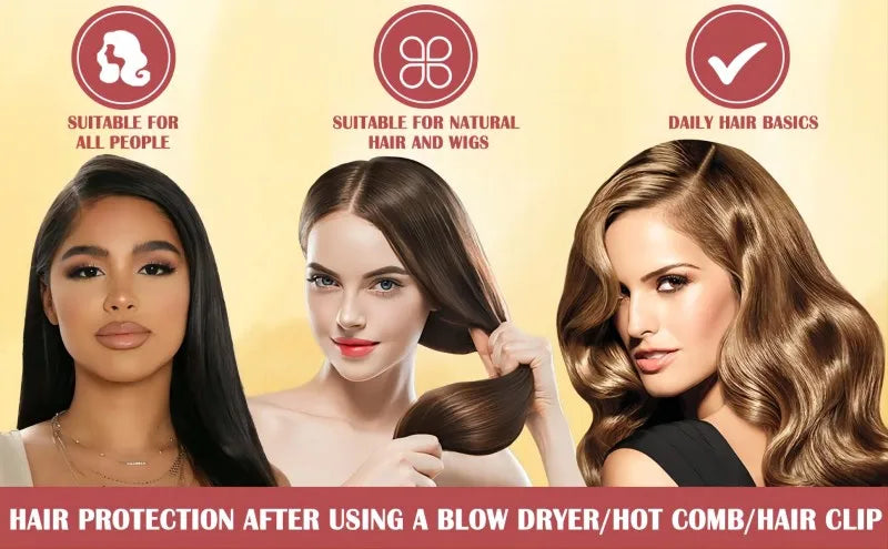 Heat Protection Spray Thermal Protector Serum Hair Growth Essential Oil Sleep Bonnet with Brush Moisturize Care Conditioner Set