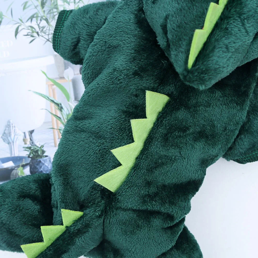 Dinosaur Pet Costume Cat and Dog Halloween Costume Cute Pet Dino Hoodie for Small Dogs Winter Warm Outfits Puppy Fleece Clothes