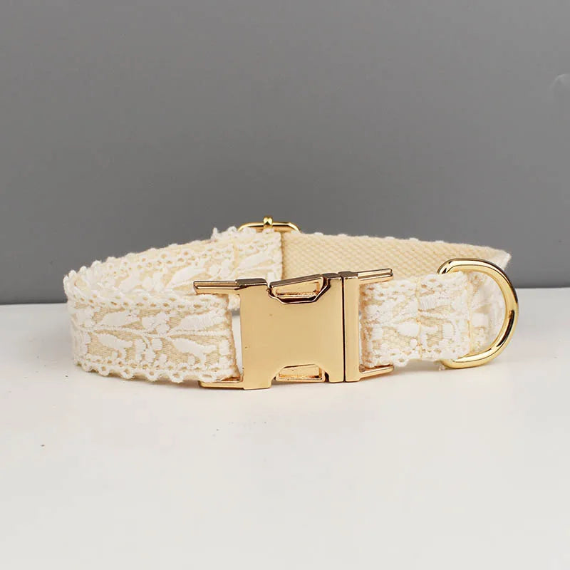 Lace Dog Collar Personalizd Custom Engraved Nameplate Pet Wedding Collar Harness For Dogs Dog Accessories Luxury Lace03
