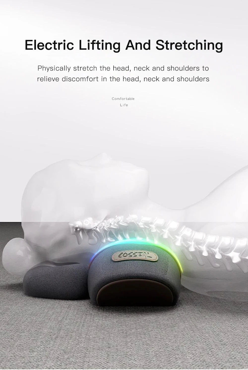 Electric Neck Massager Pillow Vibration Heating Massage Neck Traction Stretcher Support Cervical Spine Pain Relief Sleep Relax