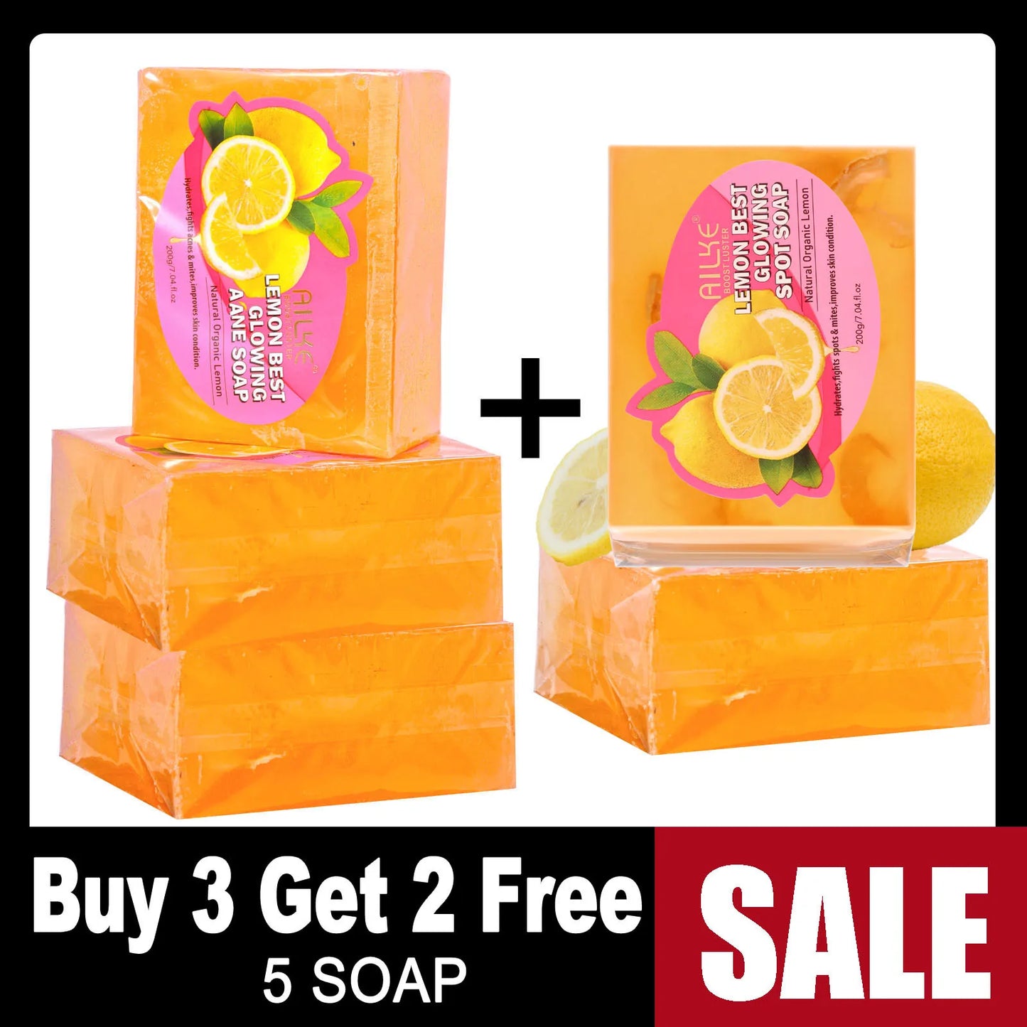 AILKE Natural Skin Cleansing Set, Cleanses Darkness, Stains, Moisturizes, Whitening, Boost Radiance To The Skin. Organic, Vegan