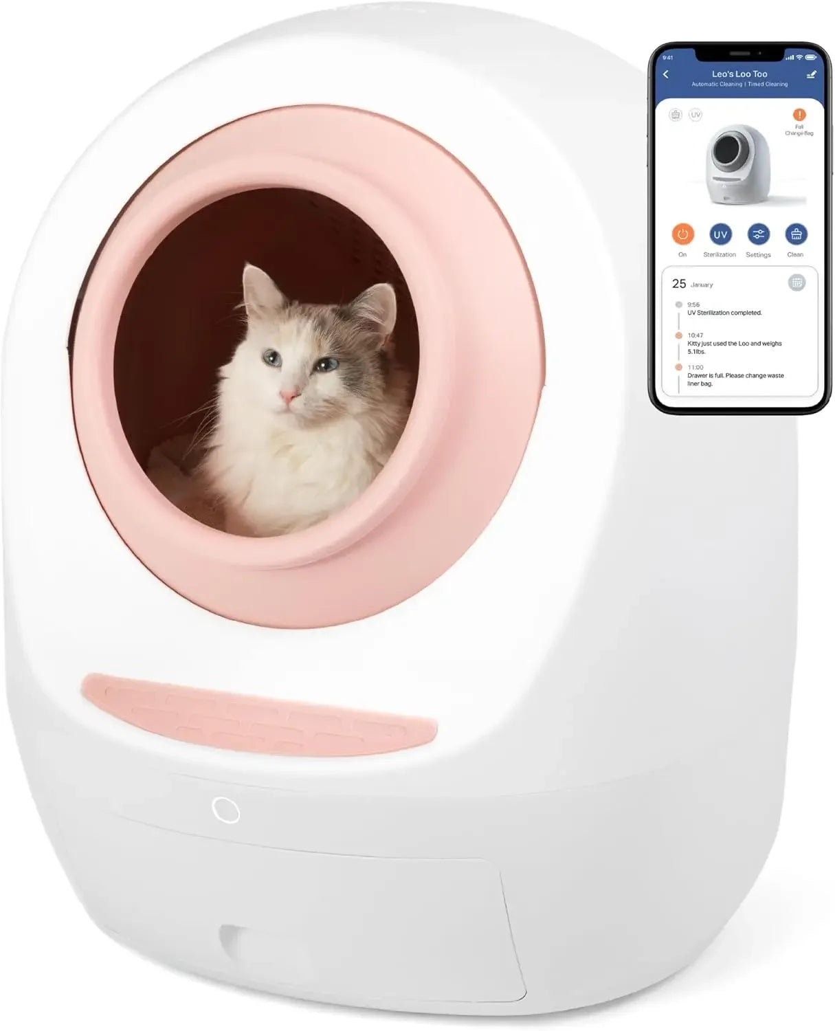 Self-Cleaning Cat Litter Box – Wi-Fi App Control, Whisper Quiet | Anti-Pinch with UV Odor Removal & Health Monitor