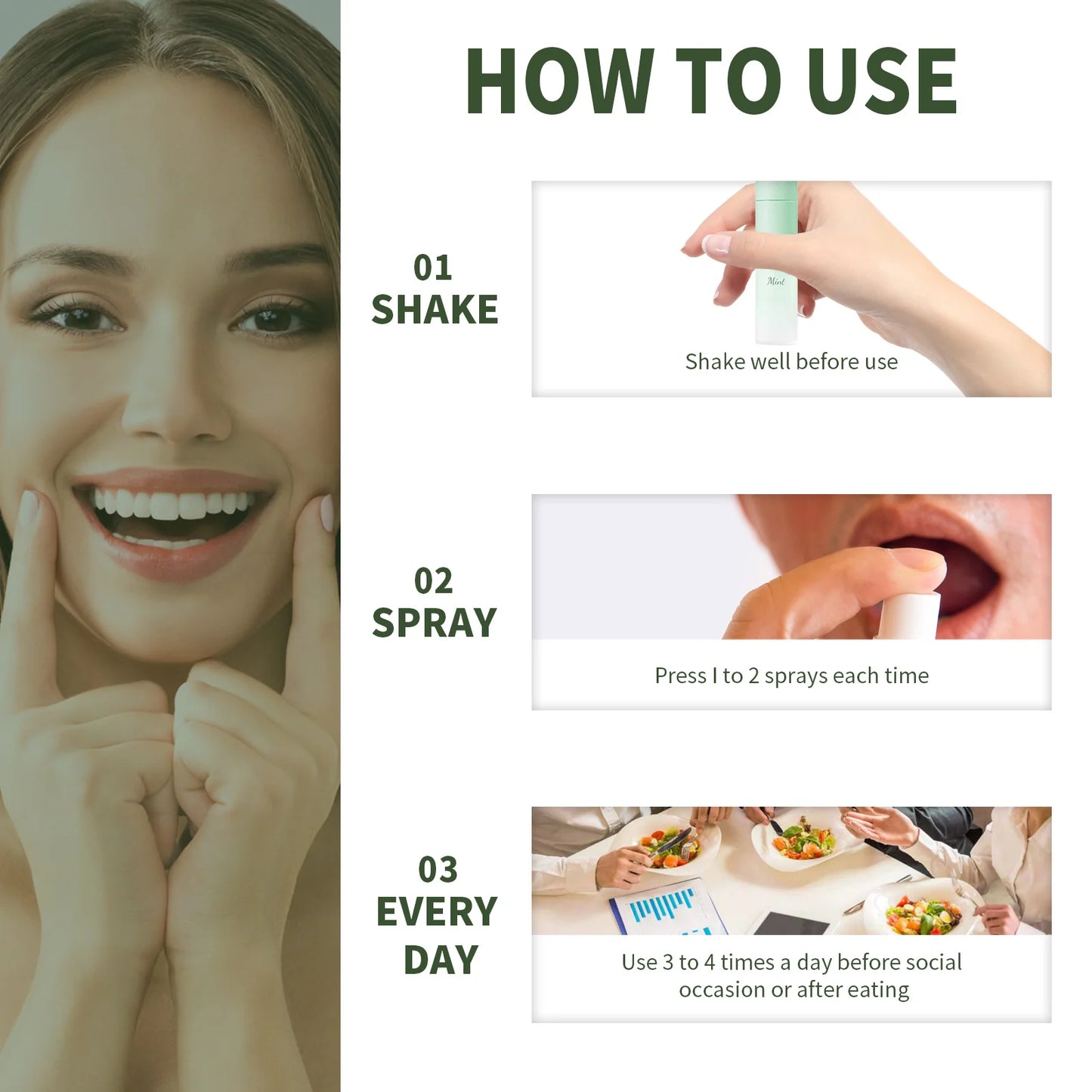 Probiotic Breath Freshener Oral Spray Natural Formula Portable Effective in Removing Bad Breath Mint Flavored Mouth Spray