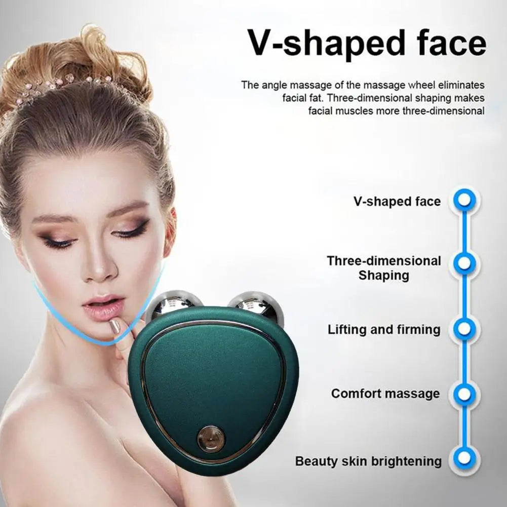Green EMS Face Lift Massager Machine Roller Microcurrent Facial Device Beauty Instrument Rejuvenation Tighten Skin Face Tool