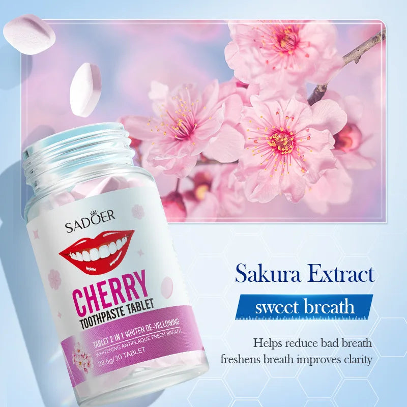 Sakura Flavor Solid Toothpaste Tablets Healthier Teeth Gums Teeth Whitening Remove Smoke Stains Fresher Breath Oral Care