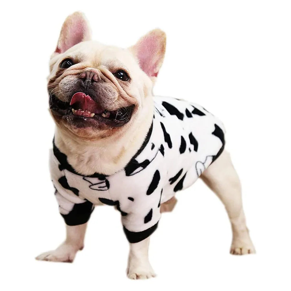 Warm Dog Clothes Cute Print Puppy Pet Clothing French Bulldog Hoodie Winter Dog Pajamas Sweater Coat for Small Medium Dogs Cats
