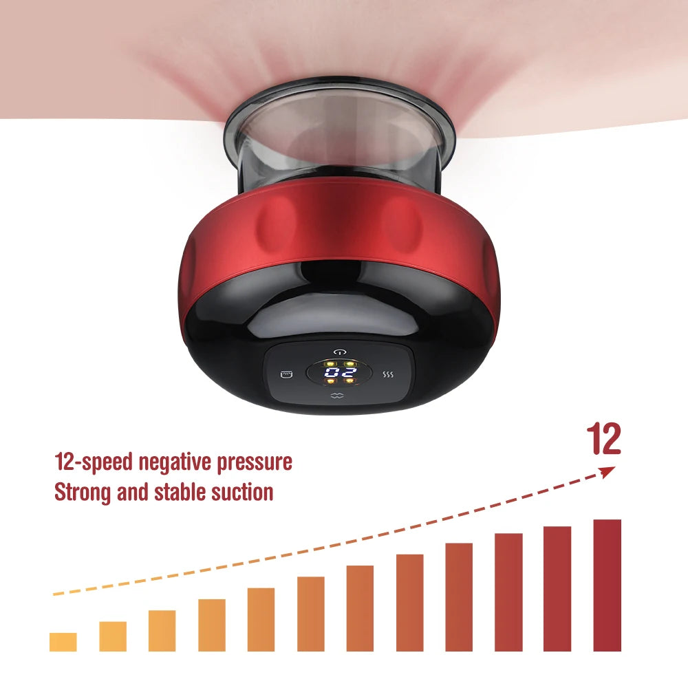 Body Scraping Massage Smart Electric Vacuum Cupping Heating Suction Cup Device Back Neck Arm Massger 6/12 Level Cupping