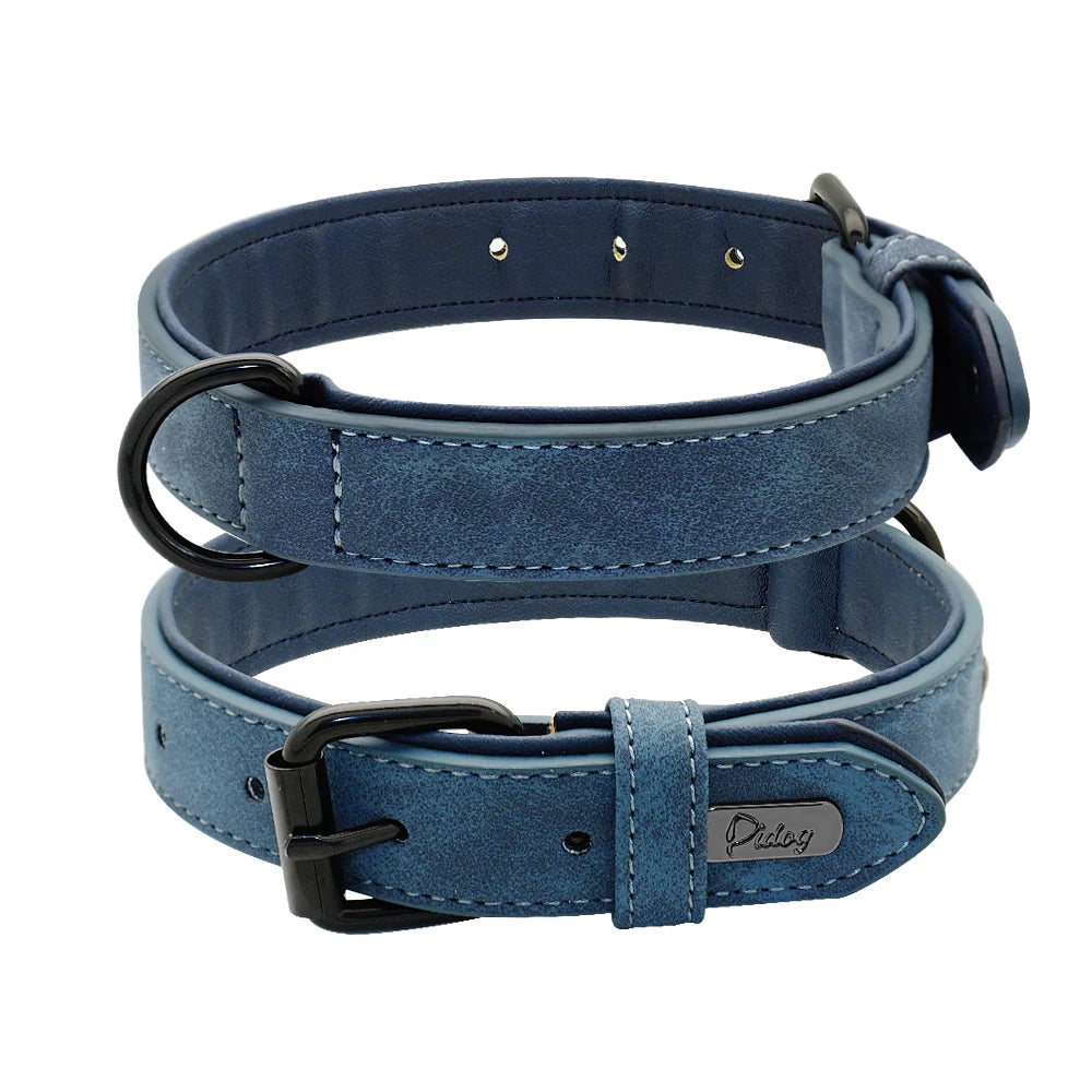 PU Leather Dog Collar Soft Padded Dog Collars Necklace Adjustable Pet Necklace For Small Medium Large Dogs Pitbull Labrador Pug