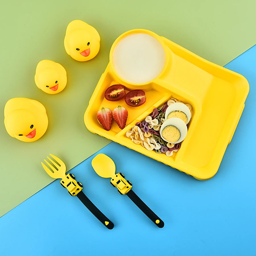 Children's Feeding Dish Set of Dishes for Baby Stuff Suction Cup Plate Aesthetic Tableware for Kids Plates Utensils Dinner Kit
