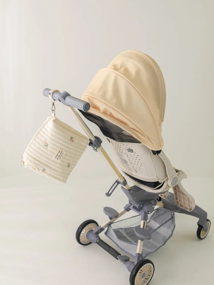 Portable Stroller Nappy Bag Quilted Baby Diaper Caddy Organizer Embroidered Mommy Bags Babies Accessories Changing Bag Storage