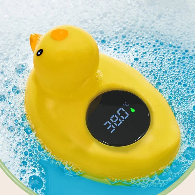 Baby Safe Bath Thermometer - Cute Floating Duck with LED Temp Display & Waterproof Alarm for Toddlers Bebe Banho